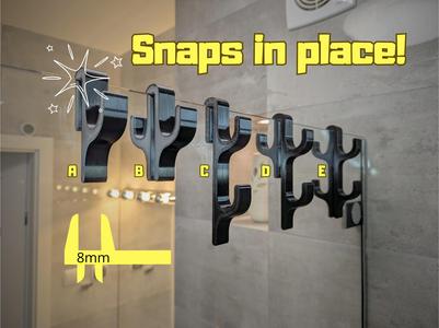Shower hooks collection for 8mm glass