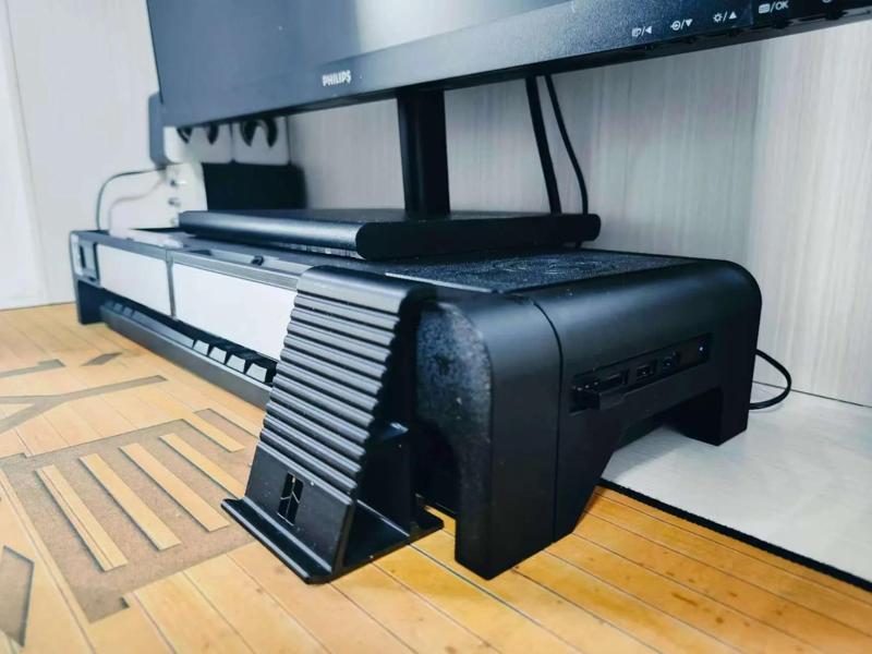 Smart Monitor Riser – with USB ports, wireless charging, power switch, temperature and humidity display, storage, phone holder, and more
