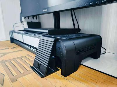 Smart Monitor Riser – with USB ports, wireless charging, power switch, temperature and humidity display, storage, phone holder, and more