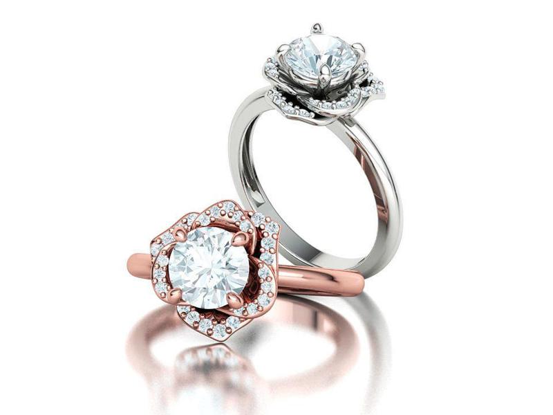 Flower Engagement Ring 1ct Stone Nature design Ring