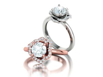 Flower Engagement Ring 1ct Stone Nature design Ring