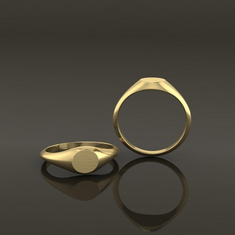 Dainty Thin Signet Ring Round Mix Size