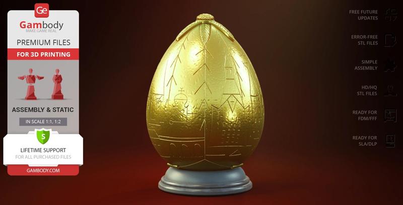 Golden Egg STL Files for 3D Printing | Assembly Model