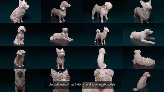 playstationetworkmgl 2 dachshund figurine 3D Model Collection