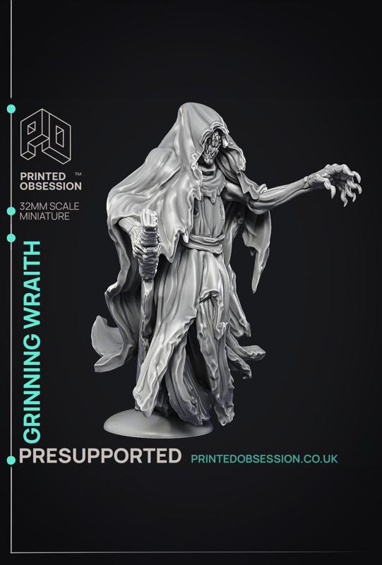 The Grinning Wraith – Ghost Knight – PRESUPPORTED – Illustrated and Stats – 32mm scale