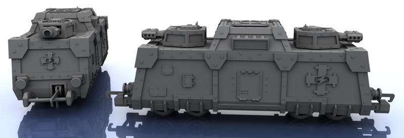 OO Train – Warhammer Style – 2 Cannon Battle Rig