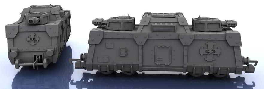 OO Train – Warhammer Style – 2 Cannon Battle Rig