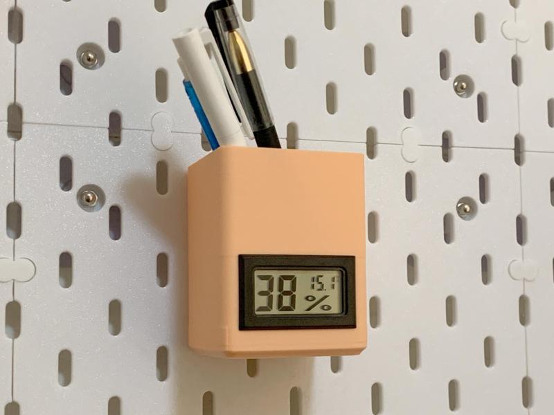 Hygrometer and Thermometer Pen Holder (Fits IKEA Pegboard)