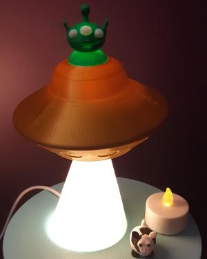 UFO Lamp with Alien and Cow