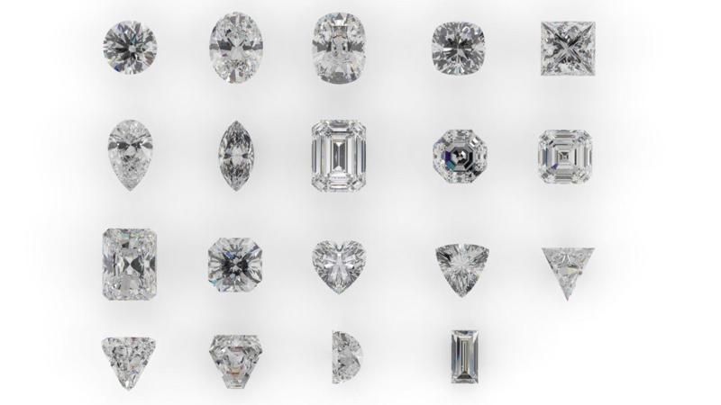 Gemstones of different shapes