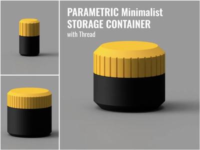 Parametric Minimalist Storage Container with Thread
