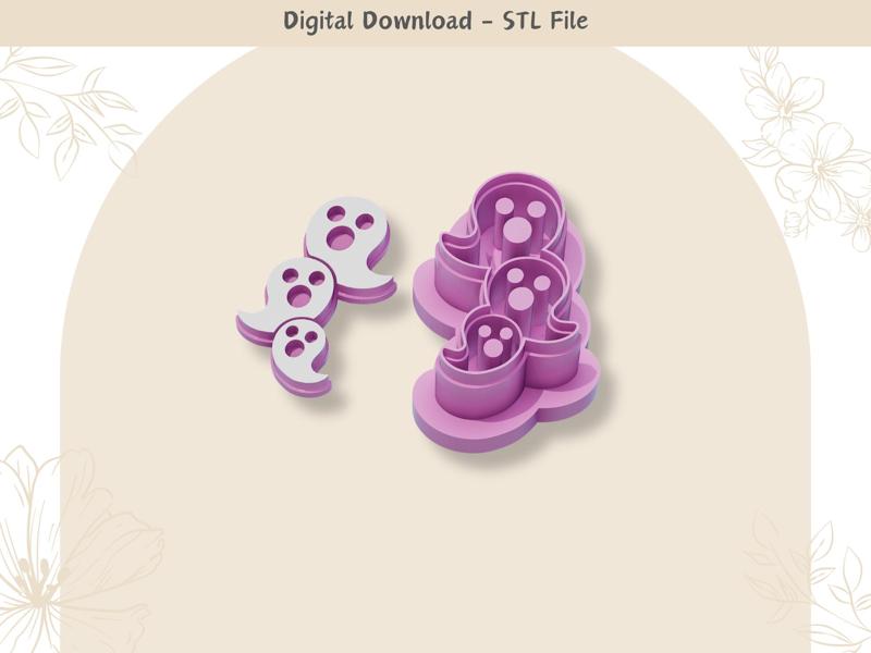 3 Ghost Clay Cutter for Polymer Clay | Digital STL File | Clay Tools | Cookie Cutters | 4 Sizes Clay