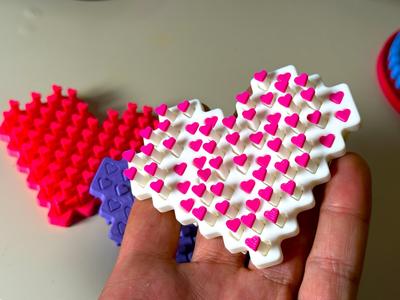 Pop Pin Heart Pixel Fidget – Print in Place