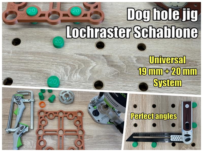 Dog hole jig / Lochraster Schablone