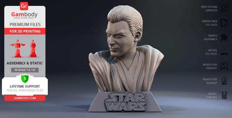 Obi-Wan Kenobi Bust 3D Printing Figurine | Assembly