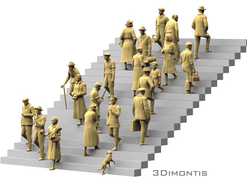Retro People on the Stairs