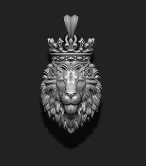 Lion pendant with crown and closed mouth v3  007