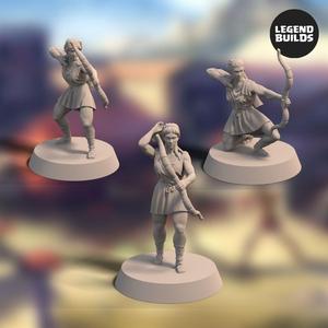 Bowmen of Mios (3 unique miniatures) – Female – 3D printable miniature – STL file