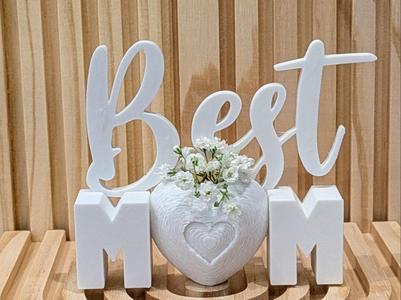 Best Mom Heart Vase Sign