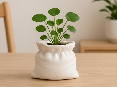 Soft Bag Vase – 3D Printed Fabric-Effect Sack
