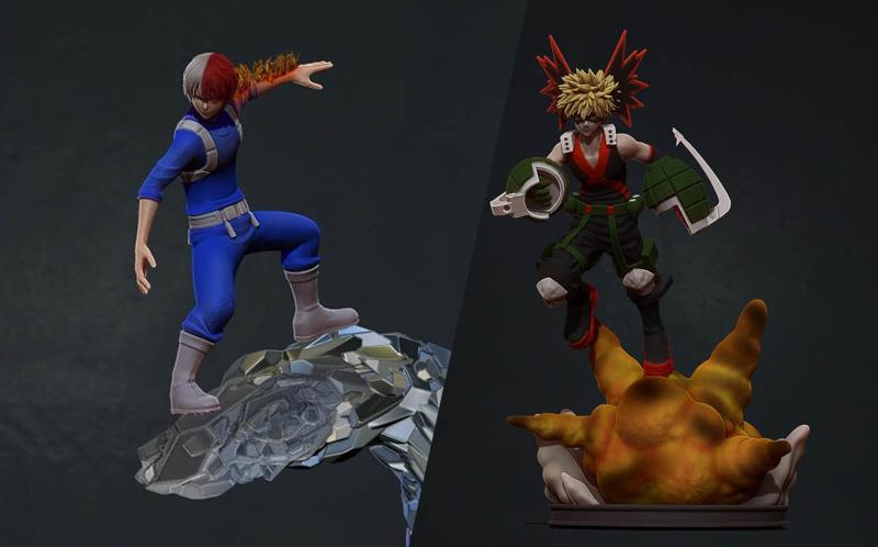 todoroki and bakugo 3d print statues – my hero academia 3D Model Collection