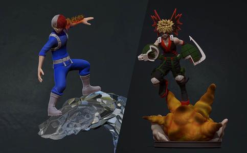 todoroki and bakugo 3d print statues – my hero academia 3D Model Collection