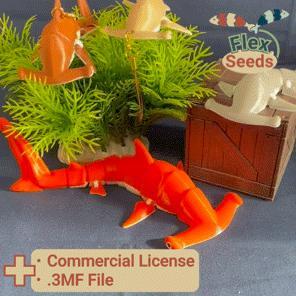 Flexi Hammerhead Shark - New Type, and Mini Set(Print-in-place)