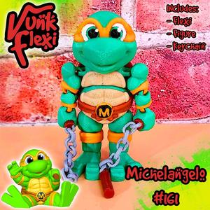 Teenage Mutant Ninja Turtles Michelangelo MultiColor Flexi Print-In-Place + figure & keychain