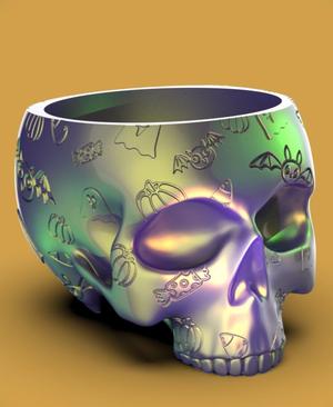 Halloween Print Skull Bowl/Planter