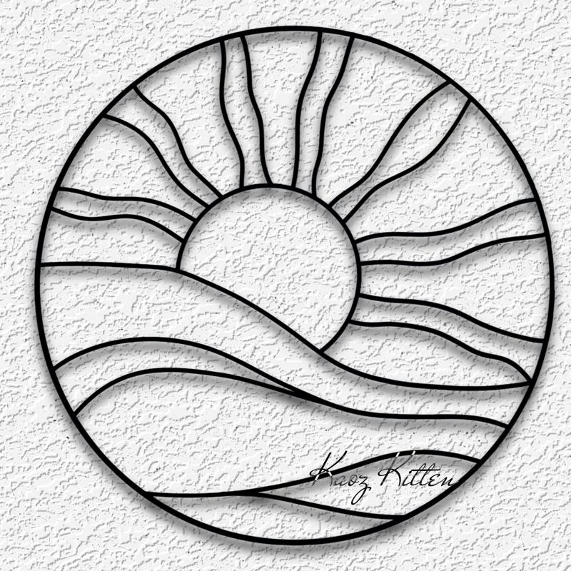 sun hills stained glass wall art minimalist waves home decor