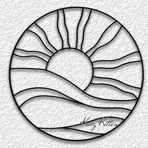 sun hills stained glass wall art minimalist waves home decor