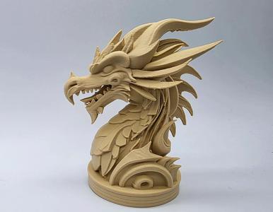 Wood-Carved Dragon Bust #2