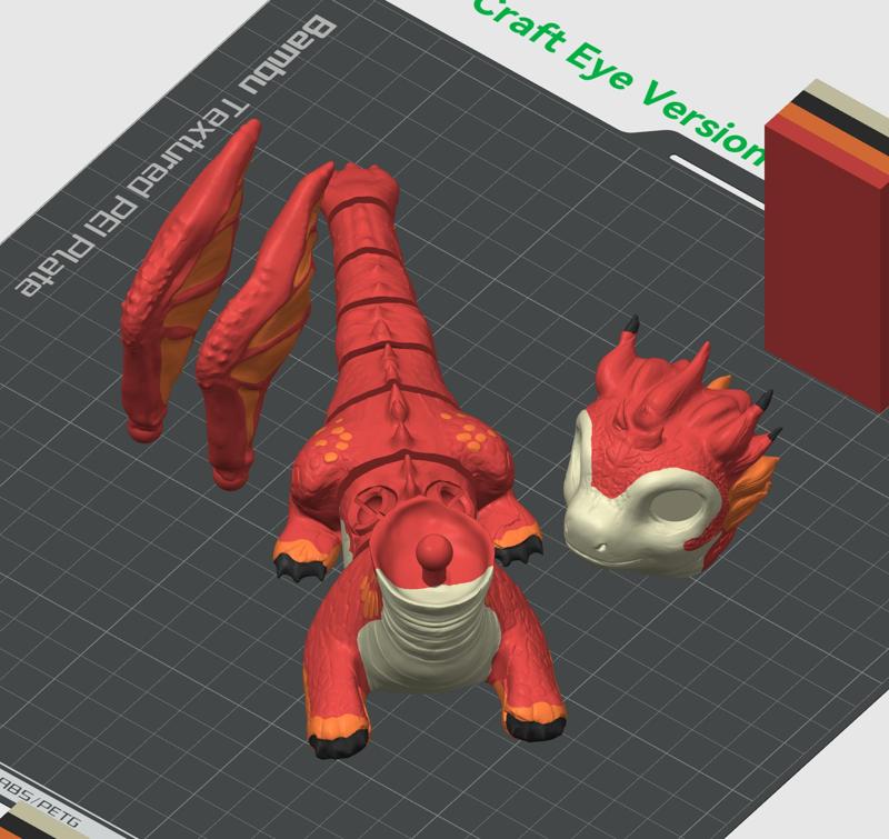 Teen Fire Elemental Dragon – Articulated – 3D print STL and multicolor 3MF file