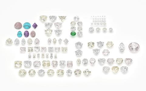 different gems cut set  77 items 1 extra hexagonal