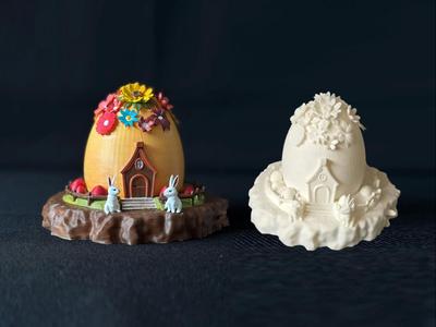 Easter Egg House Flowers and bunnies – colorable