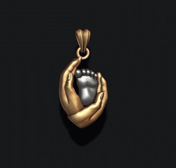 mother hand baby foot pendant