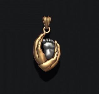 mother hand baby foot pendant