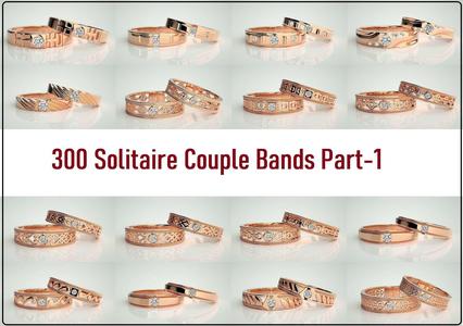 300 Solitaire Ring Couple Band Ring 3dm stl render detail Part-1 3D Model Collection