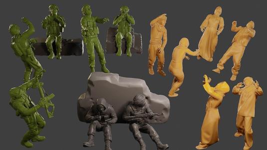 Conflict Scene Figurine Print ESFP1 Pack1 3D Model Collection