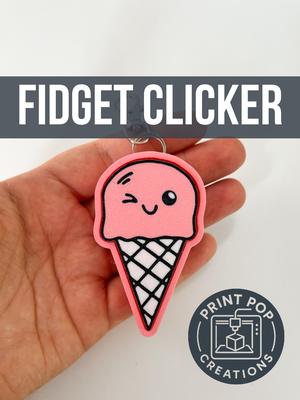 Ice Cream Cone Fidget Clicker Keychain- Print Pop Creations