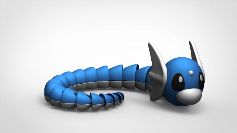 Dratini (Pokemon)- Print-In-Place Flexi
