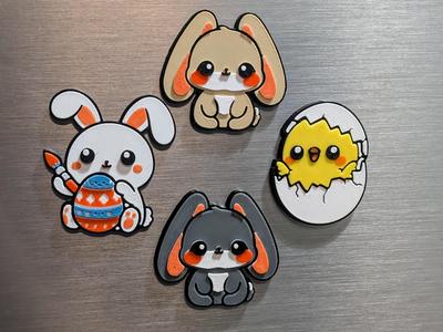 Cute Easter Magnets – Bunnies & Chick – Layered