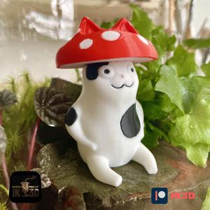 CUTE CAT WITH MUSHROOM HAT – NO SUPPORTS