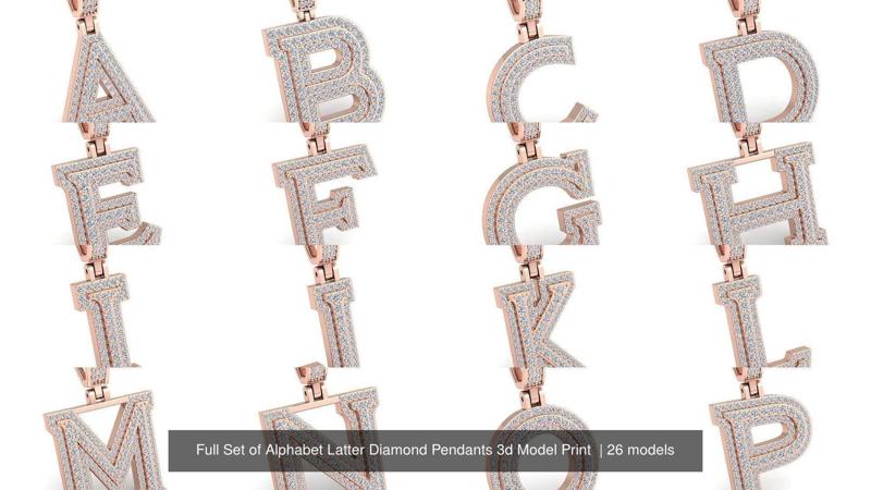 Full Set of Alphabet Latter Diamond Pendants 3d Model Print  3D Model Collection