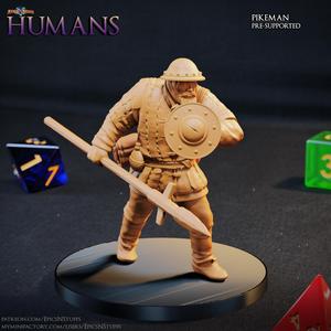 Human Pikeman 1A Miniature – Pre-Supported