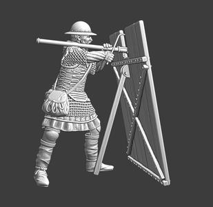 Medieval handgunner with protection