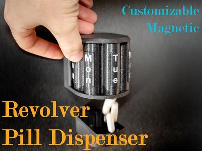 Revolver Pill Dispenser Magnetic & Customizable