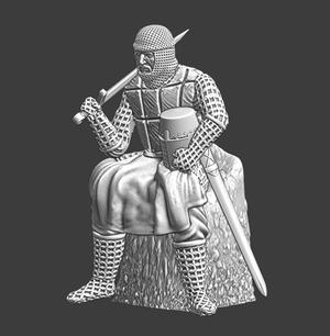 Medieval knight sitting and resting