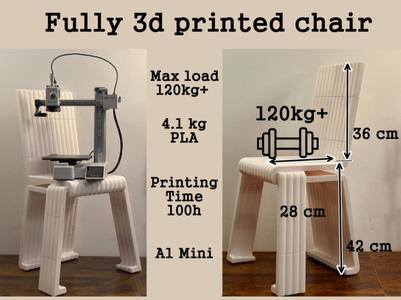 Full-Size 3D Printed Chair, Modular and Stylish
