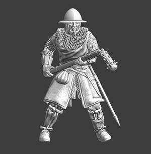 Medieval footsoldier with mazzofrusto flail